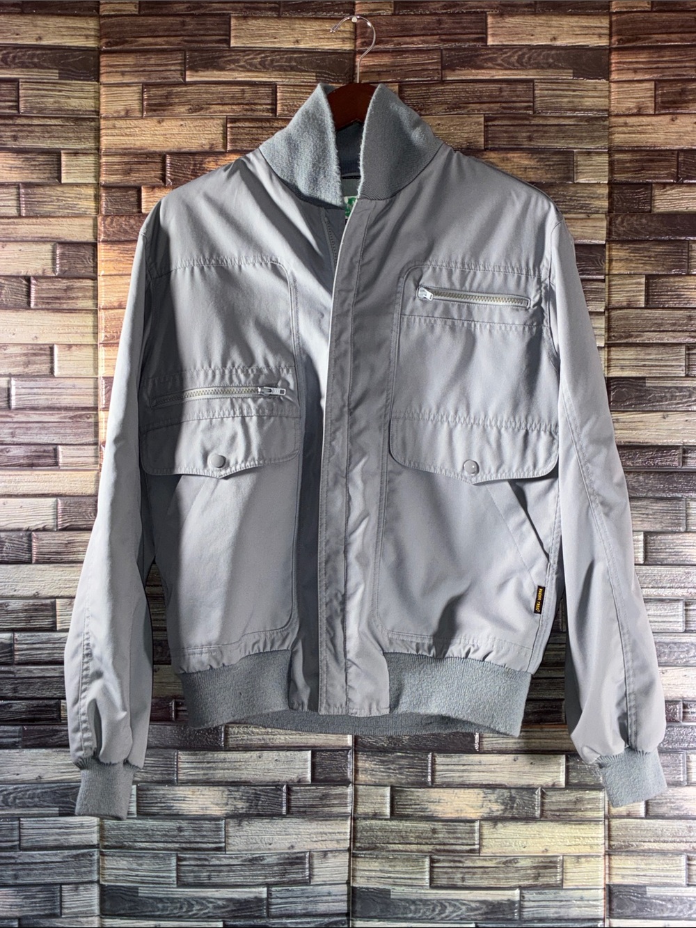 Vintage Pacific Trail Men's Light Gray Utility Bomber Jacket Large EUC
